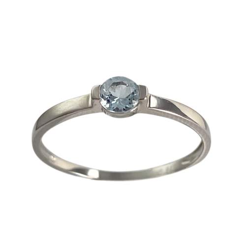 Bague d'occasion or 375 blanc topaze bleue traitée