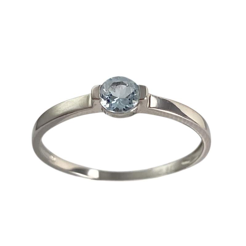 Bague d'occasion or 375 blanc topaze bleue traitée - vue 1