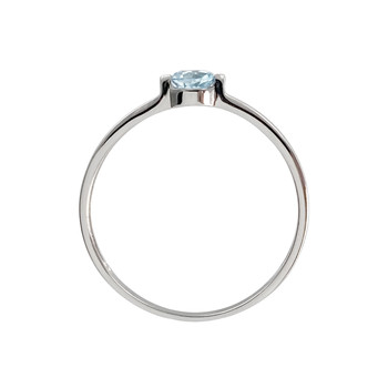 Bague d'occasion or 375 blanc topaze bleue traitée