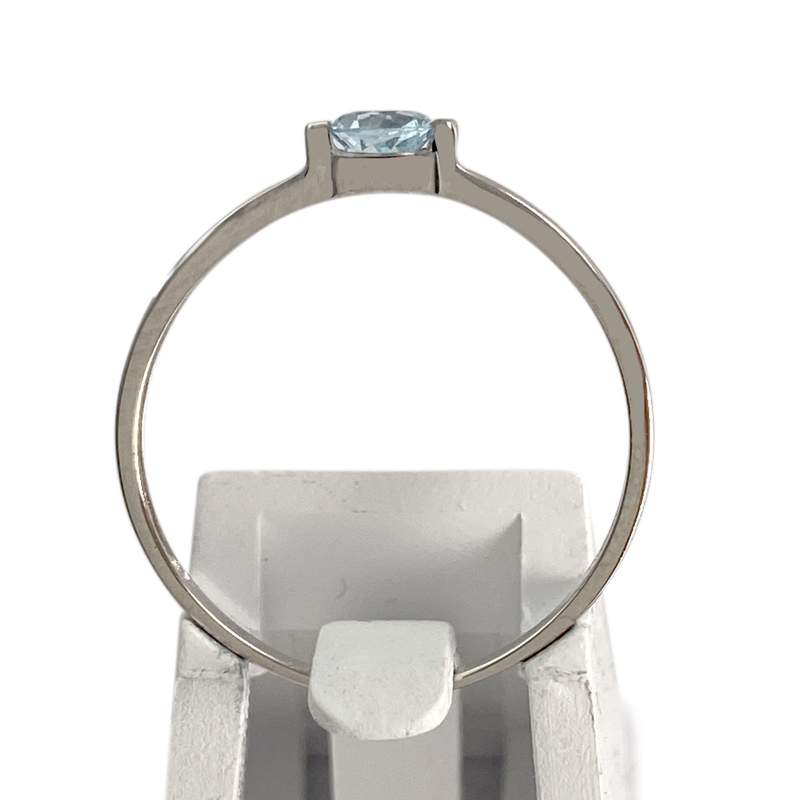 Bague d'occasion or 375 blanc topaze bleue traitée - vue 3