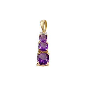 Pendentif d'occasion or 375 2 tons diamants améthystes