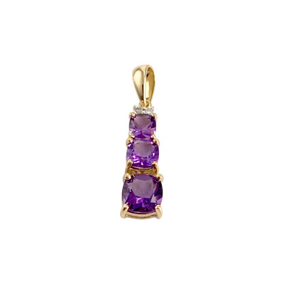 Pendentif d'occasion or 375 2 tons diamants améthystes