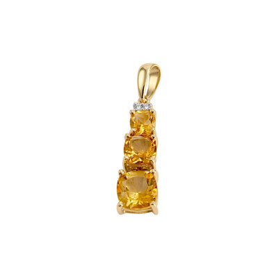Pendentif d'occasion or 375 2 tons diamants citrines