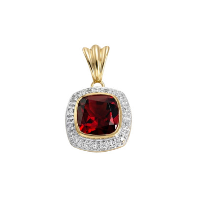 Pendentif d'occasion  or 2 tons 375 grenat diamant - vue 1