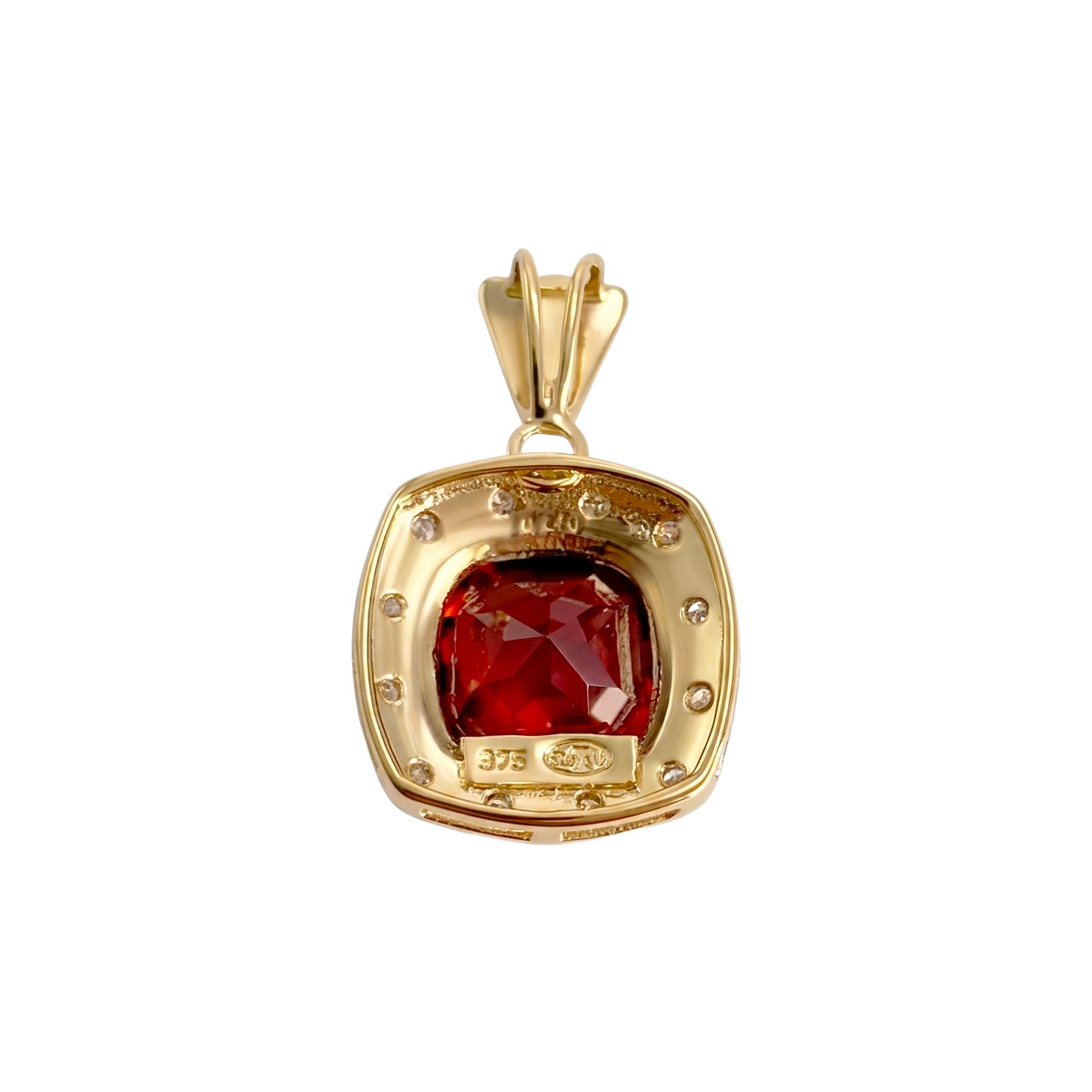 Pendentif d'occasion  or 2 tons 375 grenat diamant - vue 2