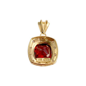 Pendentif d'occasion  or 2 tons 375 grenat diamant