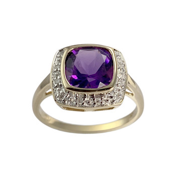 Bague d'occasion 2 ors 375 diamant améthyste