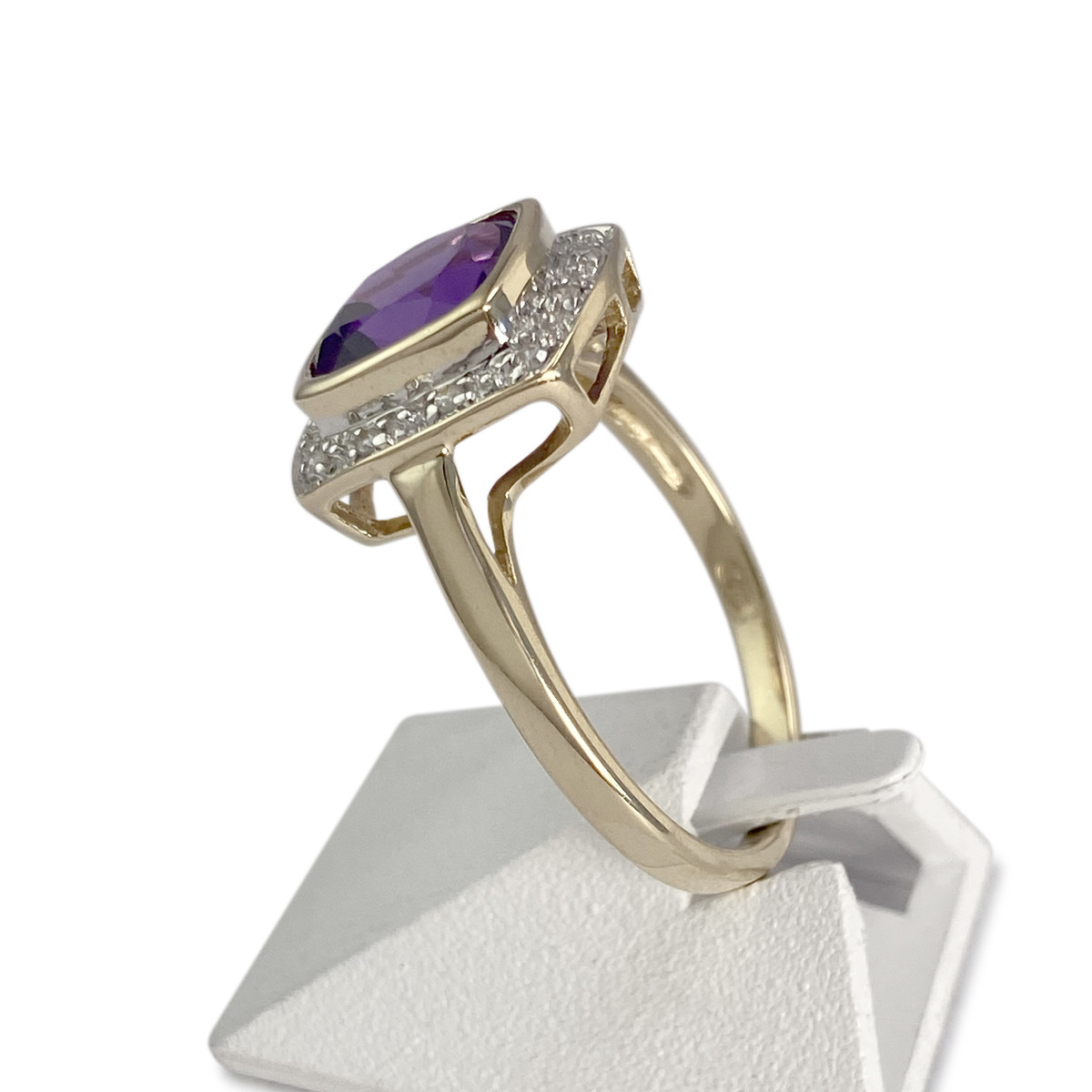 Bague d'occasion 2 ors 375 diamant améthyste - vue 2