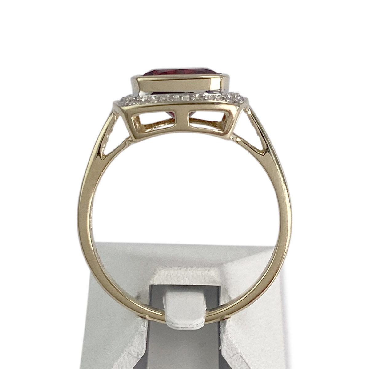 Bague d'occasion 2 ors 375 grenat diamants - vue 3