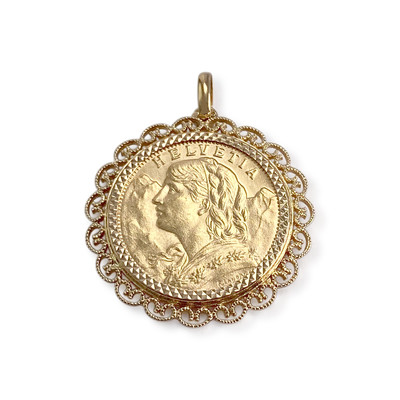 Pendentif d'occasion or 750 jaune porte pièce - vue 1