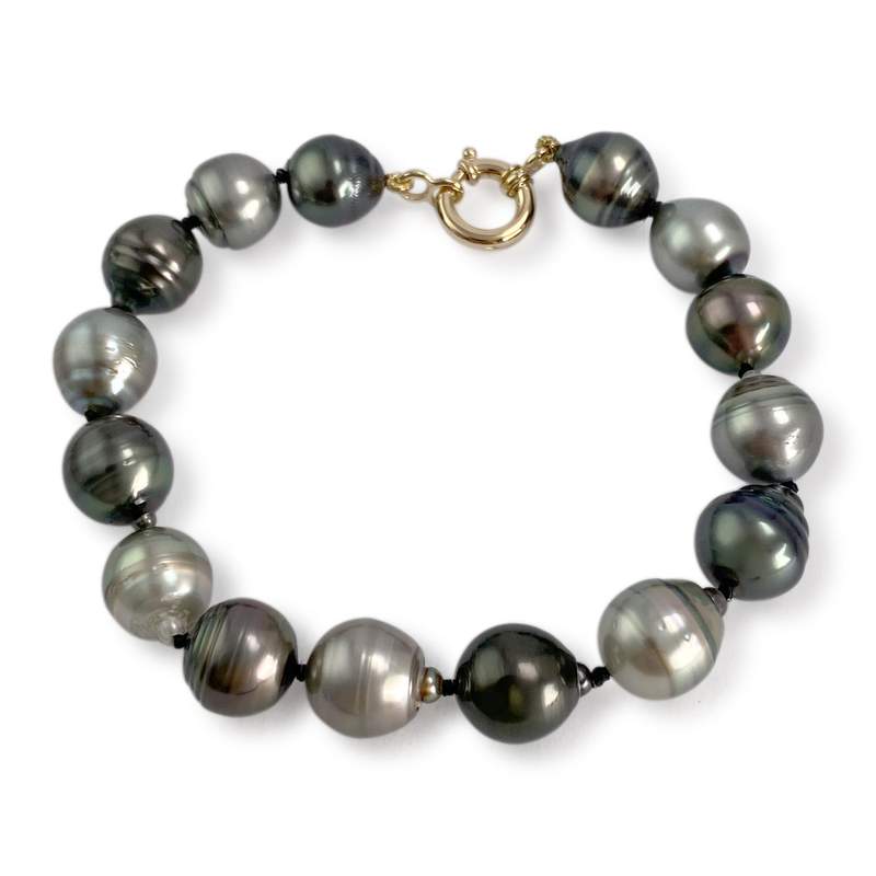 Pre-owned 750 yellow gold bracelet with Tahitian pearls - view 2