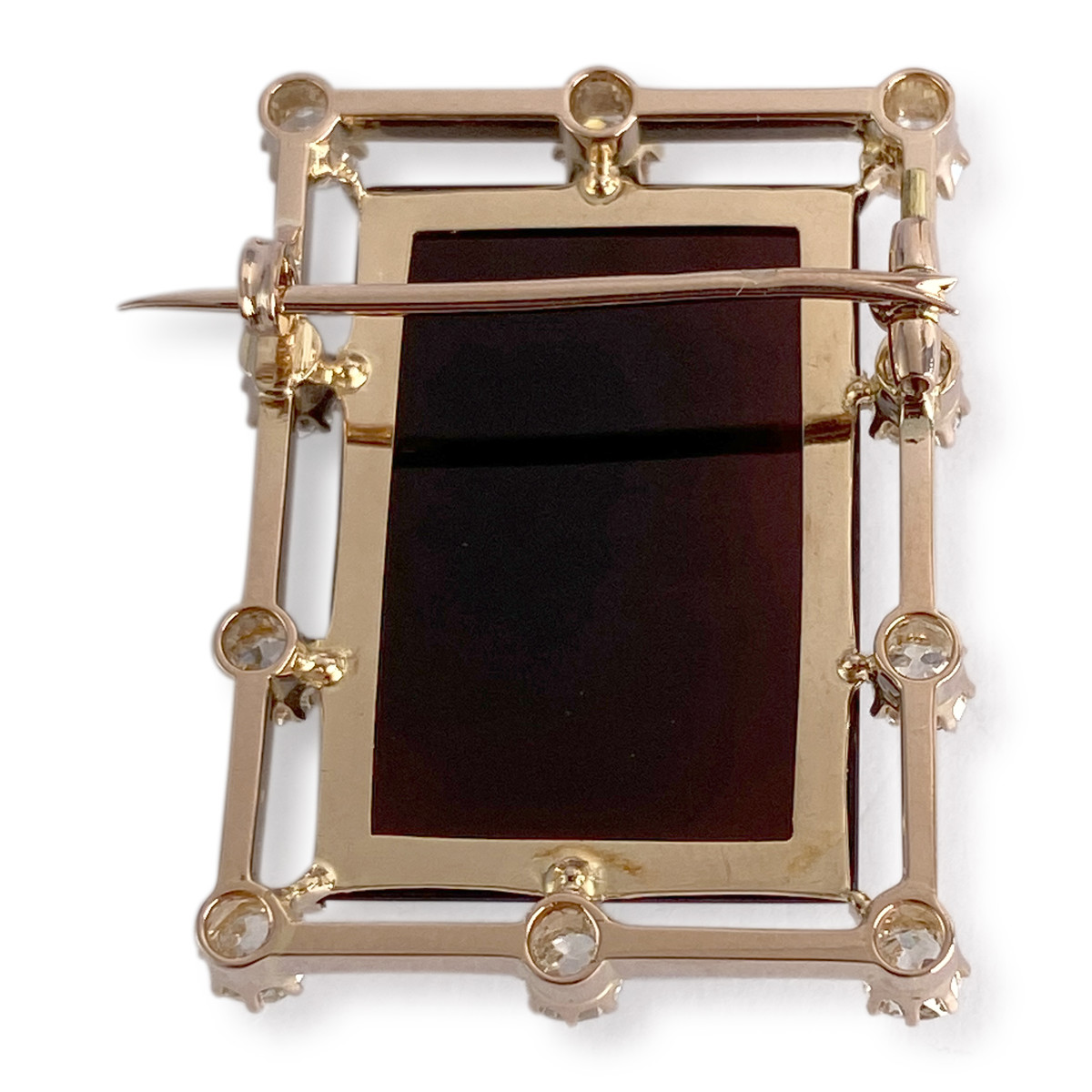 Broche d'occasion or 750 jaune diamant camee - vue 2