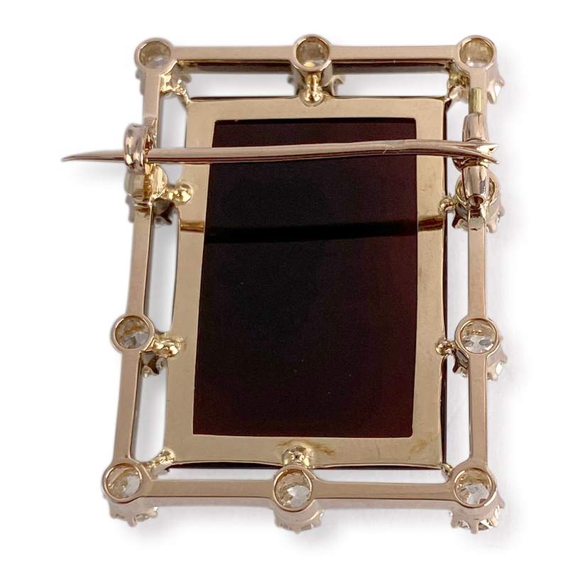 Broche d'occasion or 750 jaune diamant camee - vue 2