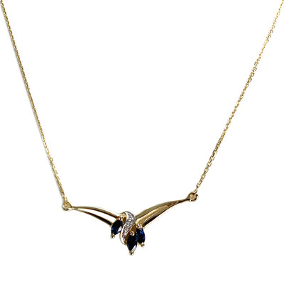 Collier d'occasion or 750 jaune diamant saphir - vue 1