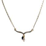 Collier d'occasion en or jaune 750, maille cheval et alternée, saphir et zirconia, 42.5 cm - vue 1
