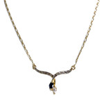 Collier d'occasion or 750 jaune maille cheval et alternée saphir zirconia - vue 1