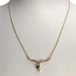 Collier d'occasion en or jaune 750, maille cheval et alternée, saphir et zirconia, 42.5 cm - vue 2