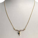 Collier d'occasion or 750 jaune maille cheval et alternée saphir zirconia - vue 2