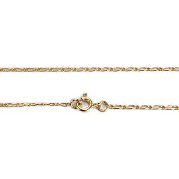 Collier d'occasion en or jaune 750, maille cheval et alternée, saphir et zirconia, 42.5 cm