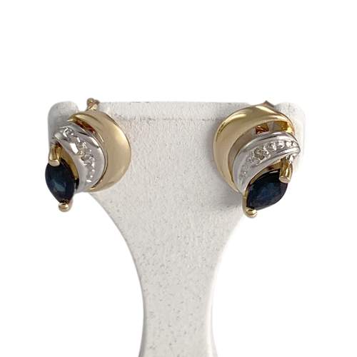 Boucles d'oreilles d'occasion 2 ors 750 saphir diamant