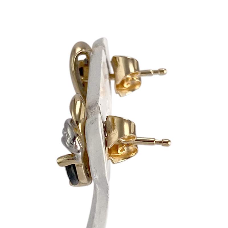 Boucles d'oreilles d'occasion 2 ors 750 saphir diamant - vue 2