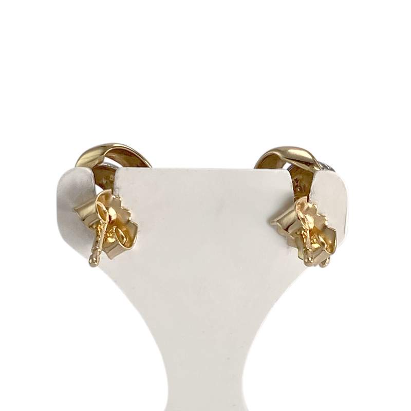 Boucles d'oreilles d'occasion 2 ors 750 saphir diamant - vue 3