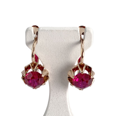 Boucles d'oreilles d'occasion or 585 rose rubis synthetique - vue 1