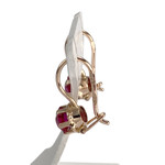Boucles d'oreilles d'occasion or 585 jaune rubis synthetique - vue 2