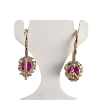 Boucles d'oreilles d'occasion or 585 jaune rubis synthetique
