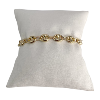 Pre-owned 14K yellow gold coffee bean link bracelet