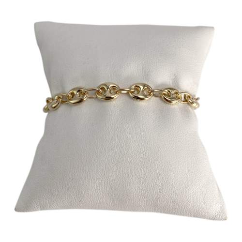 Pre-owned 14K yellow gold coffee bean link bracelet