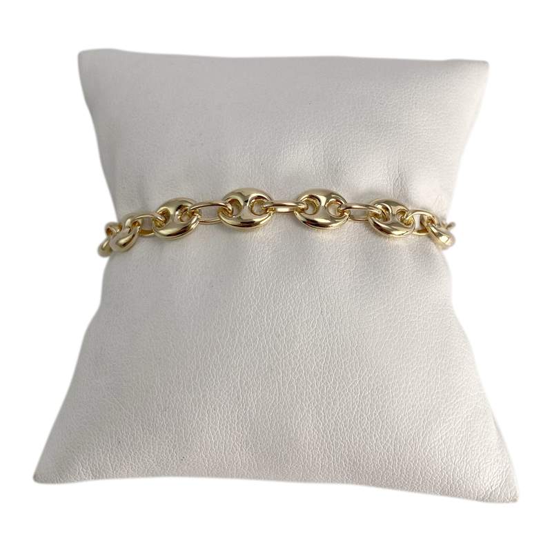 Bracelet d'occasion or 750 jaune maille grain de cafe - vue 1