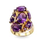 Bague d'occasion or 585 jaune améthystes - vue 1