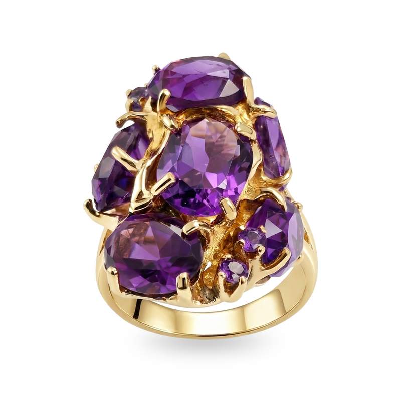 Bague d'occasion or 585 jaune améthystes - vue 1