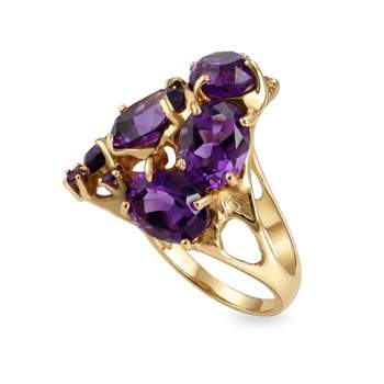 Bague d'occasion or 585 jaune améthystes