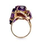 Bague d'occasion or 585 jaune améthystes - vue 3
