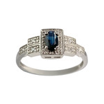 Bague d'occasion or 750 blanc diamant saphir - vue 1