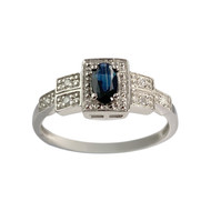 Bague d'occasion or 750 blanc diamant saphir