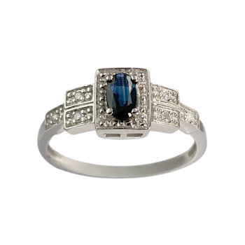 Bague d'occasion or 750 blanc diamant saphir