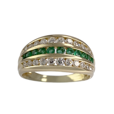 Bague d'occasion or 750 jaune émeraudes zirconias