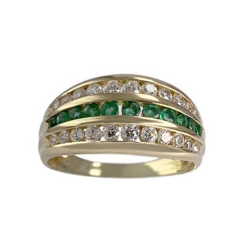 Bague d'occasion or 750 jaune émeraudes zirconias