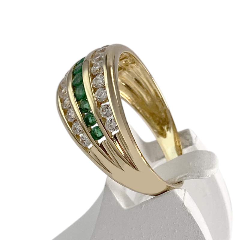 Bague d'occasion or 750 jaune émeraudes zirconias - vue 2