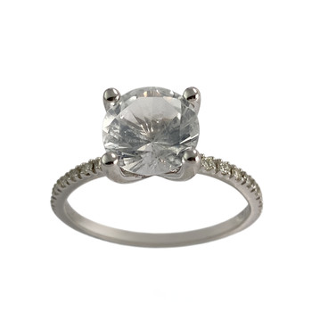 Bague d'occasion or 750 blanc topaze diamants