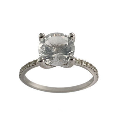Bague d'occasion or 750 blanc topaze diamants