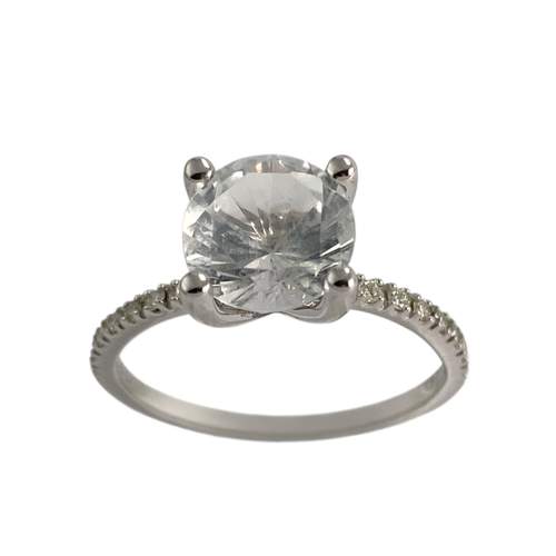 Bague d'occasion or 750 blanc topaze diamants