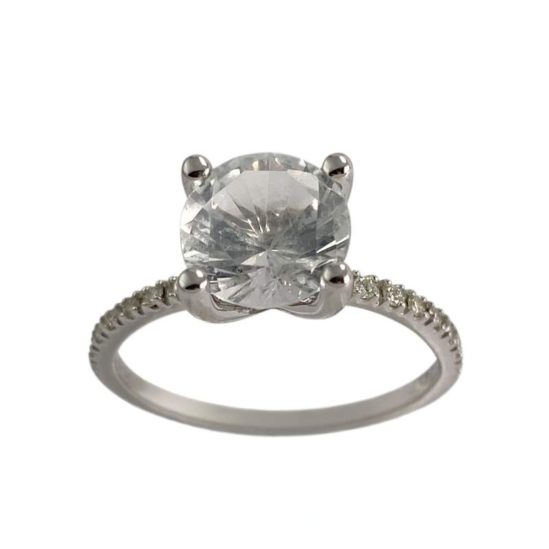 Bague d'occasion or 750 blanc topaze diamants - vue 1