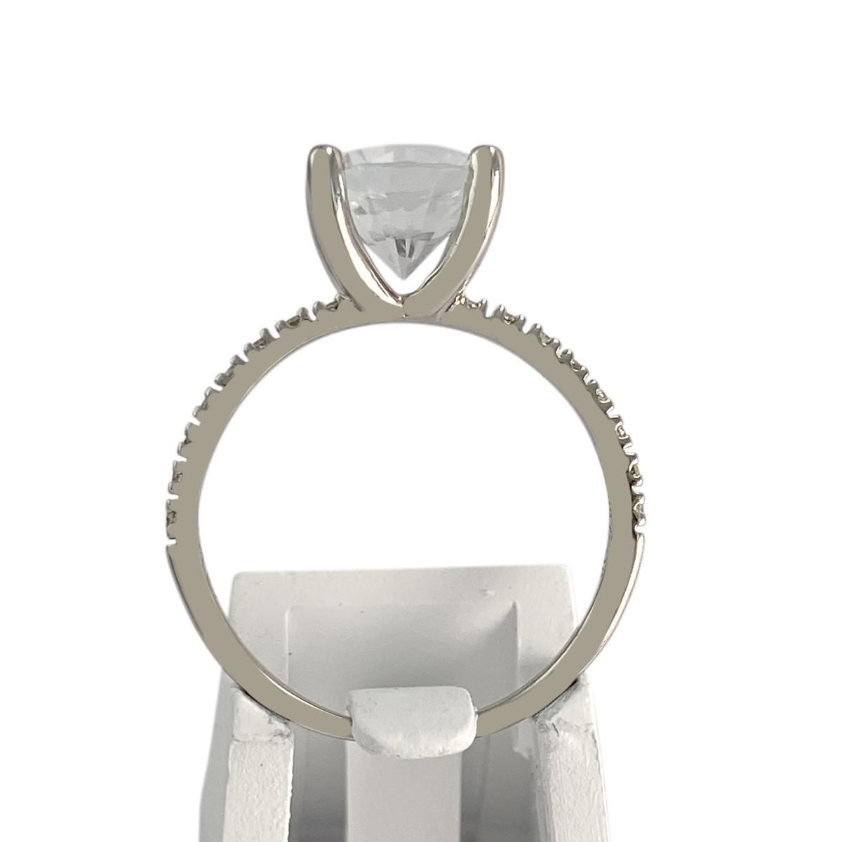 Bague d'occasion or 750 blanc topaze diamants - vue 3