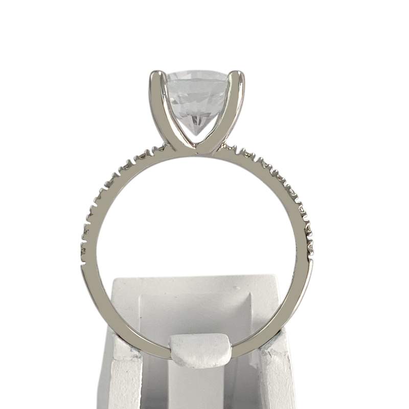Bague d'occasion or 750 blanc topaze diamants - vue 3