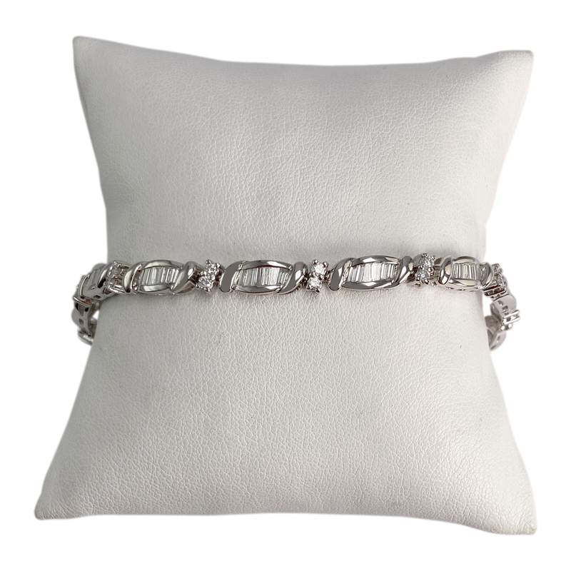 Bracelet d'occasion or 750 blanc diamants - vue 1