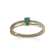 Bague d'occasion or 375 2 tons diamant emeraude